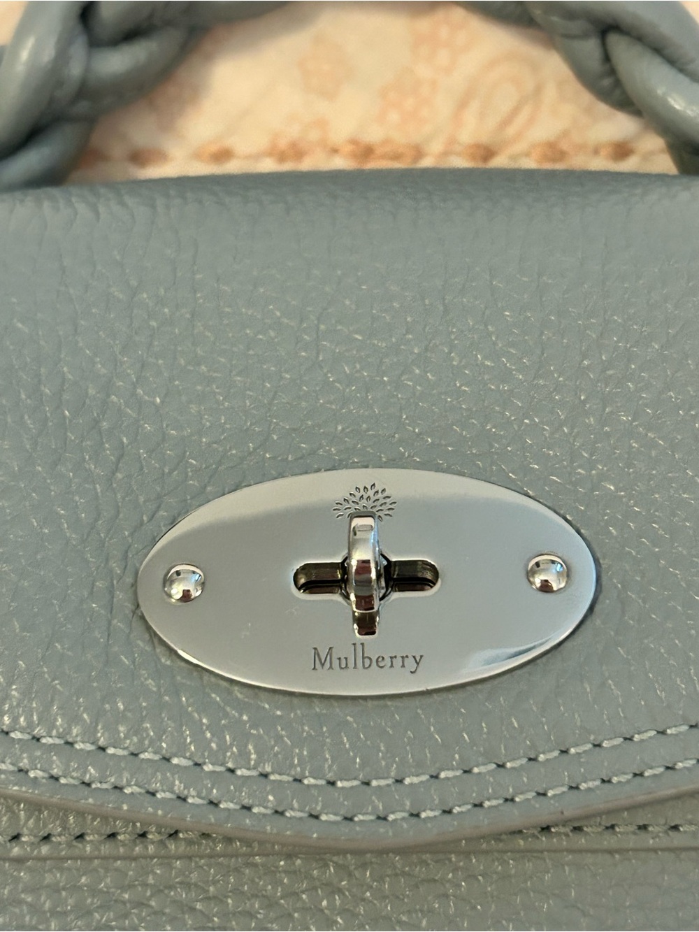 MULBERRY Mini Alexa Heavy Grain Leather Handbag Satchel in Cloud Blue EUC - Picture 4 of 16